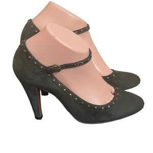 MOSCHINO Vintage‎ green suede
heels Pumps size 37.5 (7.5)